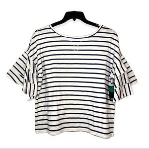 NEW a.n.a Striped Top with Ruffles